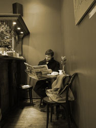 Reading newspaper
